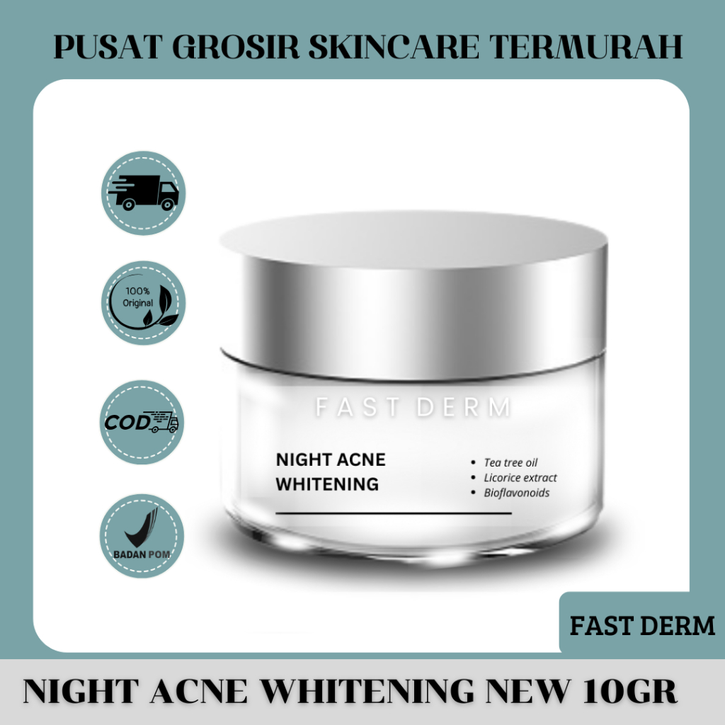 SKINCARE NIGHT CREAM ACNE WHITENING NEW FAST DERM ORIGINAL