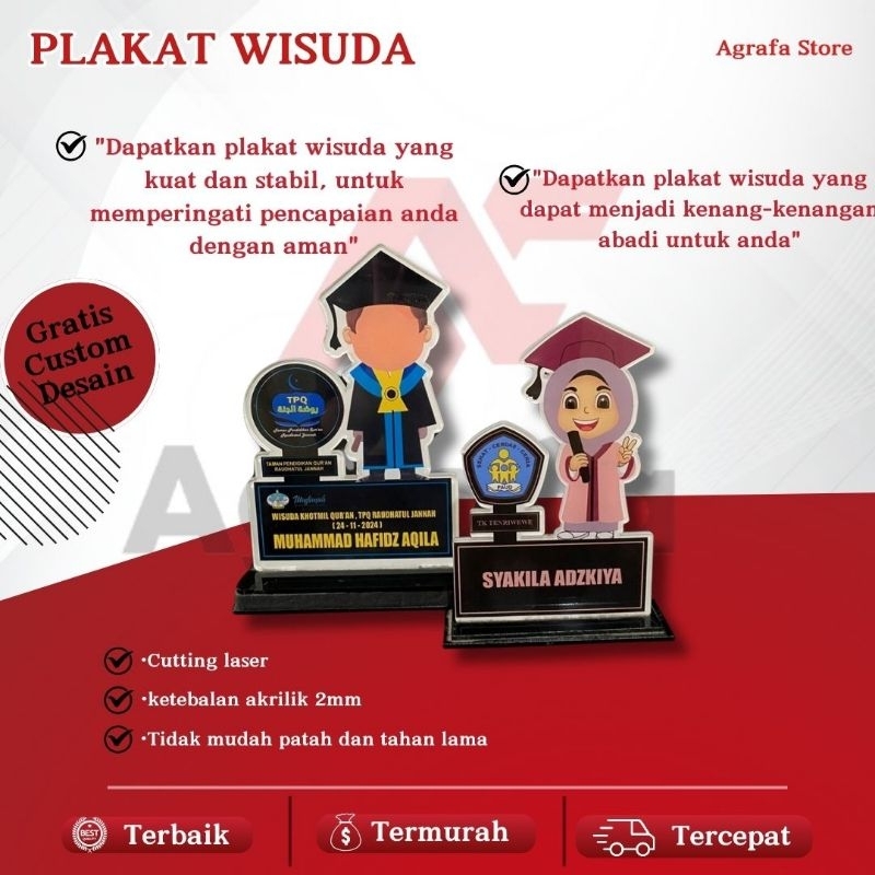 PLAKAT VANDEL AKRILIK WISUDA KARAKTER CEWEK COWOK BERKUALITAS