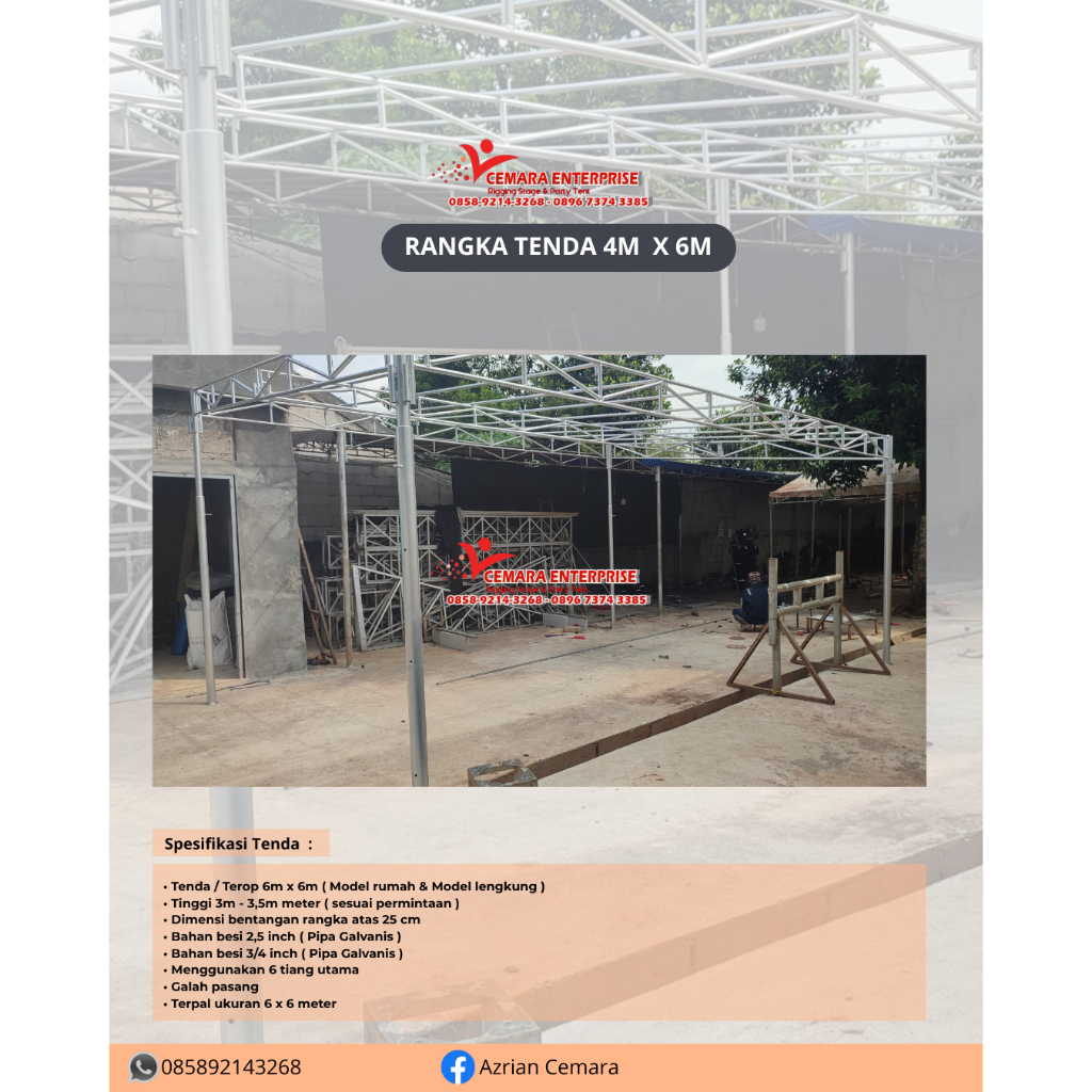 MENJUAL RANGKA TENDA 4M X 6M