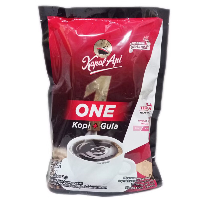 Kopi kapal api one gula kopi terpisah isi 10 sachet