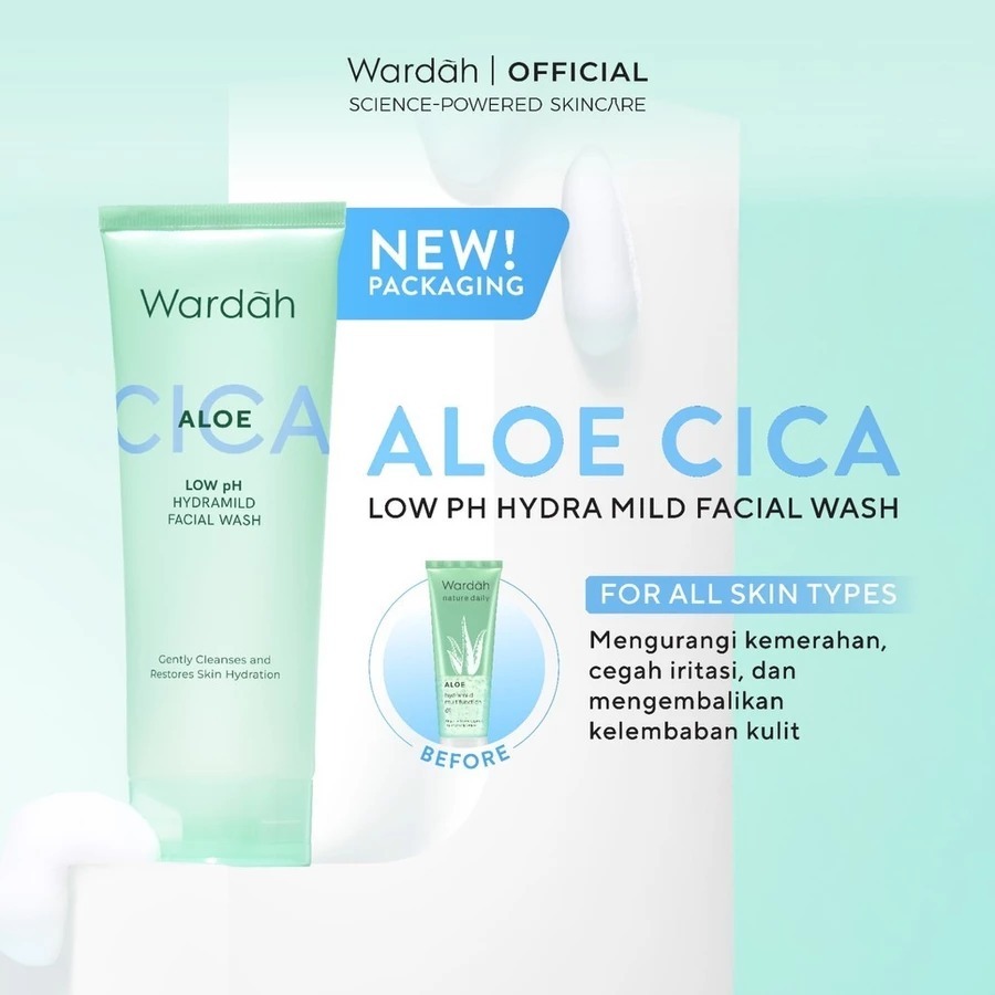 Wardah Cica + Aloe Low pH Hydramild Facial Wash Nature Daily - Kandungan Aloe Vera & Centella Asiati