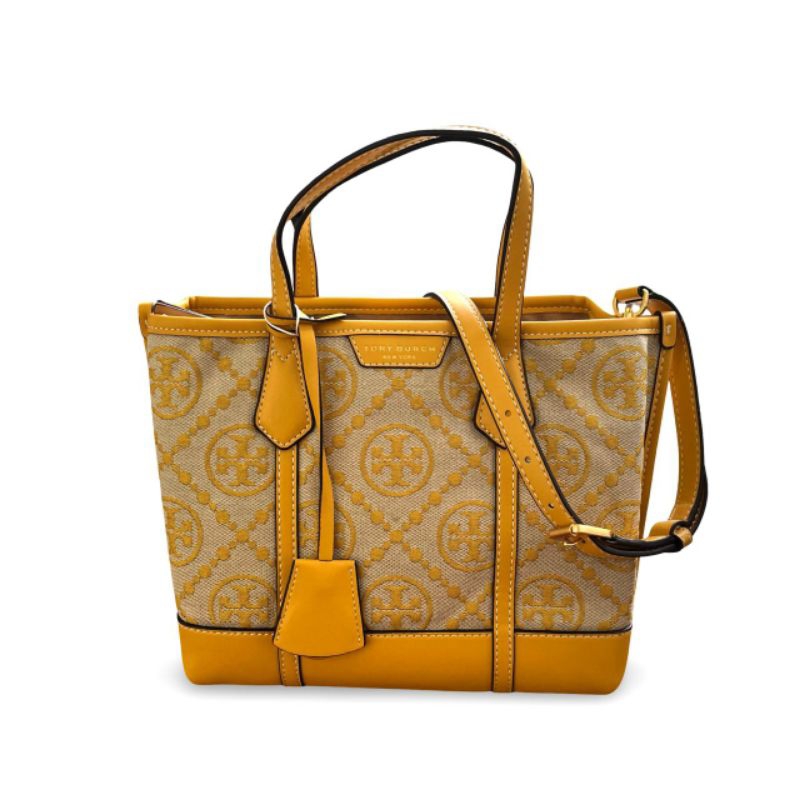 Tory Perry Monogram Jacquard Small Triple Compartment Tote