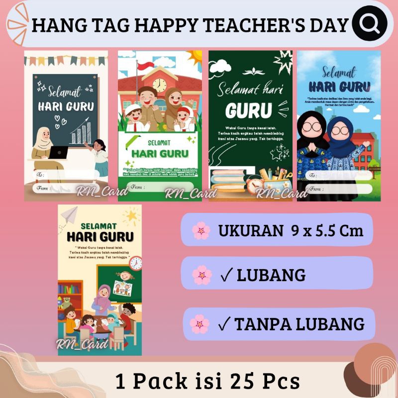 ( 25 Pcs ) HANG TAG TEACHER DAY || HANG TAG HARI GURU || KARTU UCAPAN HARI GURU