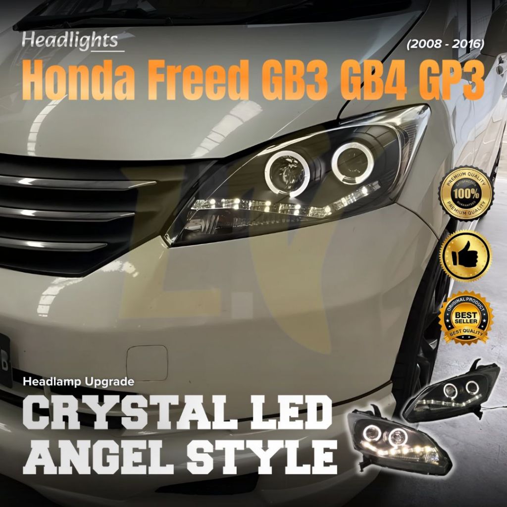 HONDA FREED GB3 GB4 GP3 (2008 - 2016) - LAMPU DEPAN / HEAD LAMP / HEADLAMP - UPGRADE CRYSTAL LED ANG