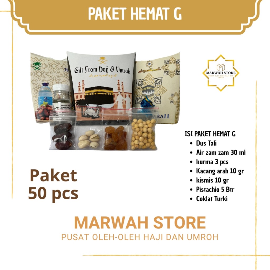 

Oleh-oleh Haji dan Umroh Paket Hemat G isi 50 Lengkap Air Zamzam