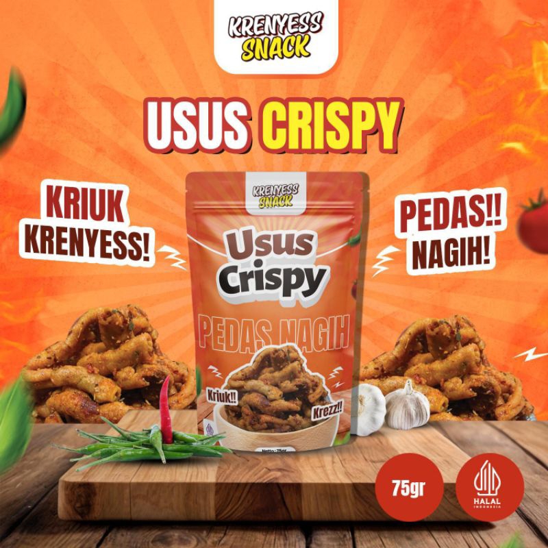 

KRENYESS SNACK Usus Pedas Crispy, Kriuk Pedas Nagih