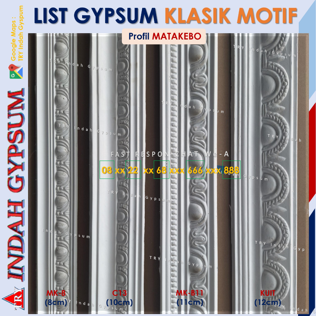 List PLAFON Gypsum KLASIK motif MATAKEBO 8cm - 17cm - Original TRYINDAH