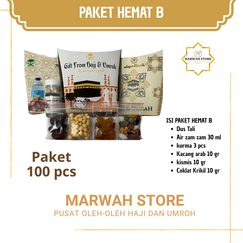 

Oleh-oleh Haji dan Umroh Paket Hemat B isi 100 Lengkap Air Zamzam