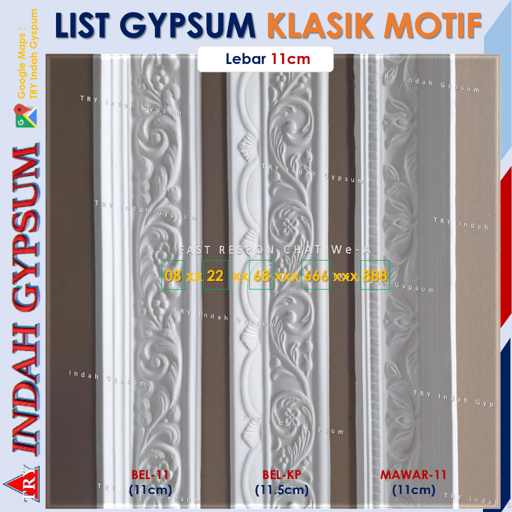 List PLAFON Gypsum motif KLASIK 11cm - Original TRYINDAH