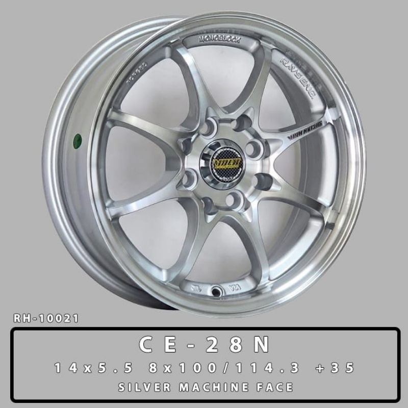 Velg ce28 ring 14 lebar 5.5 et35 pcd8x100/114 silver polish