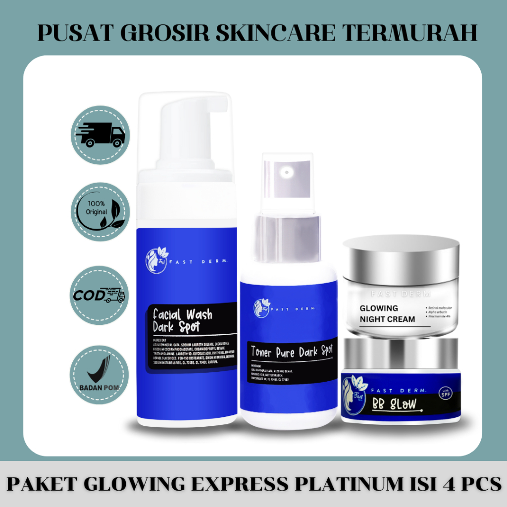 SKINCARE PAKET GLOWING EXPRESS PLATINUM FAST DERM ORIGINAL