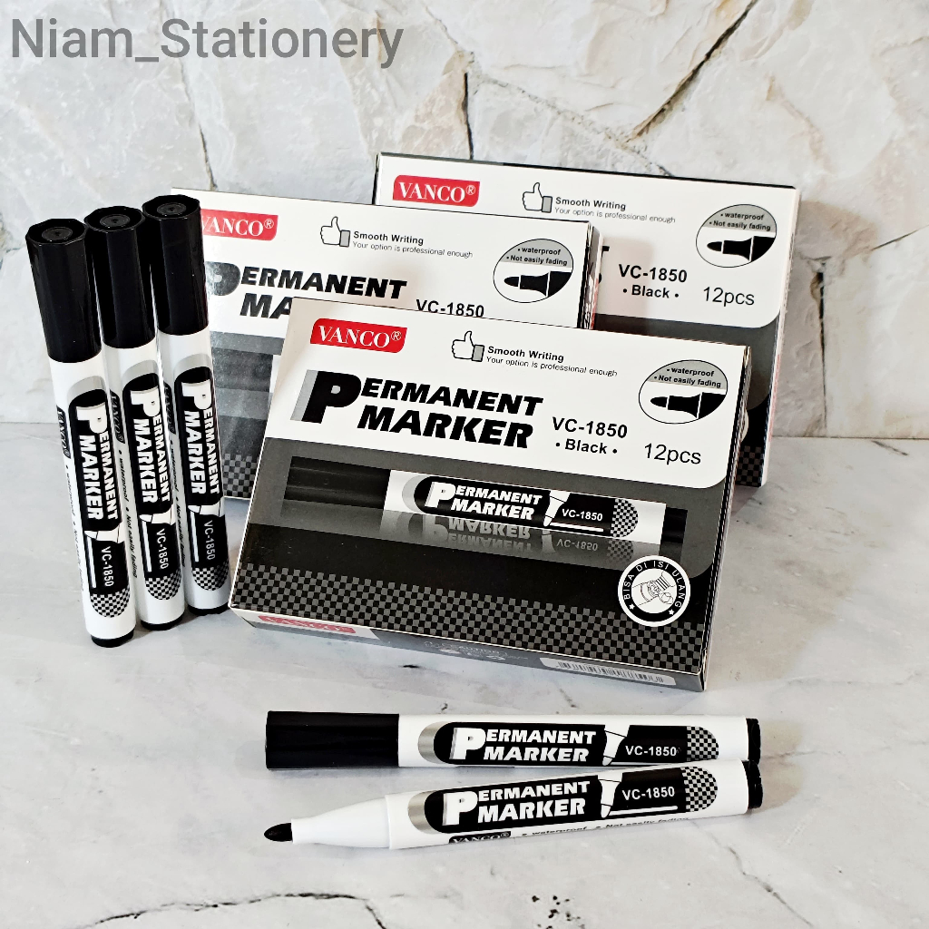 

Azka_Niam SELUSIN ( 12 PCS ) Spidol Permanen Vanco Permanent Marker Vanco