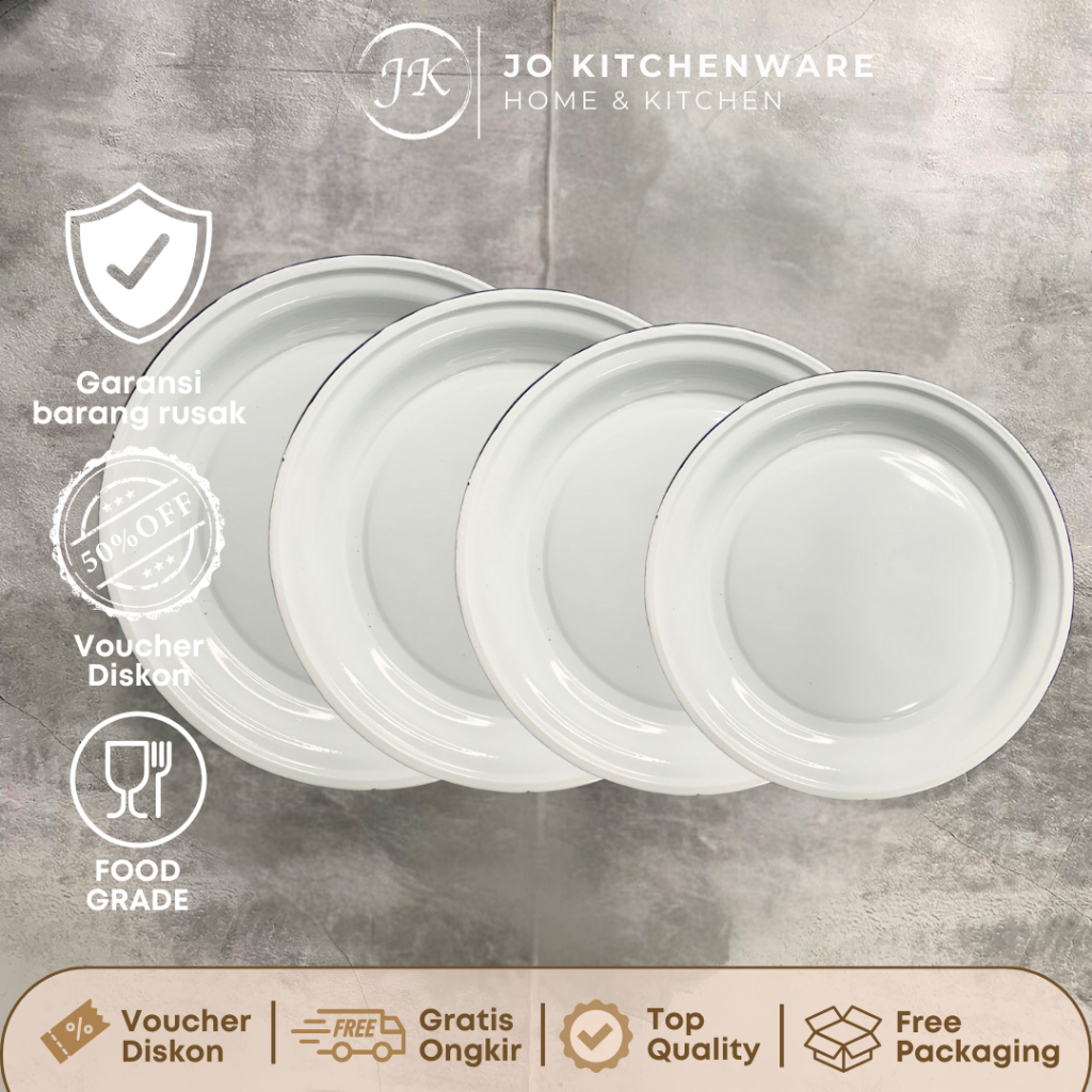 Baki Bulat Besar Putih Polos Enamel Jadoel (45cm,50cm,60cm,65cm)/ Nampan Enamel serbaguna