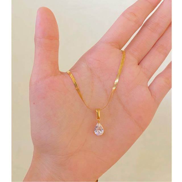 Kalung Perhiasan Wanita Pipih Liontin Mata satu Lapis Emas