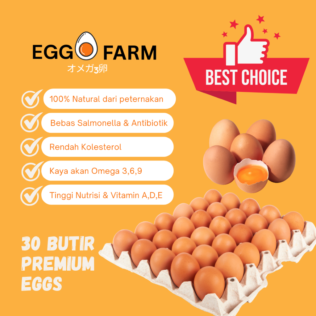 

Promo 30 Butir Telur Ayam Premium Omega 3s 100% Fresh Bebas Hormon Antibiotik & Salmonella