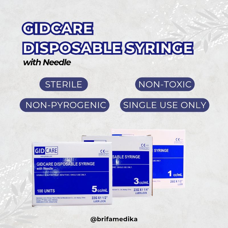 ALAT SUNTIK DISPOSABLE SYRINGE GIDCARE 1CC 3CC 5CC