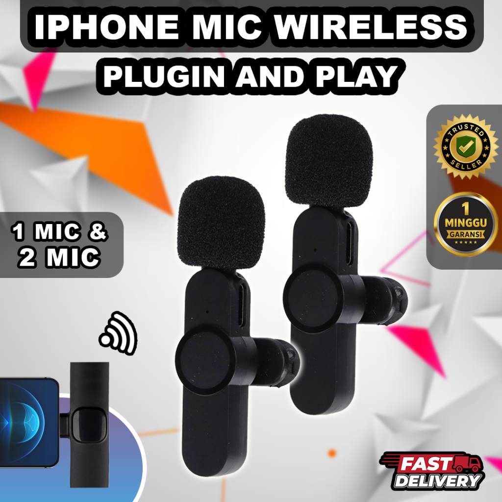 Clip On Mic Wireless Microphone untuk live Youtuber Vlog Iphone