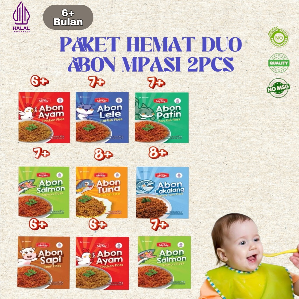 

MYMY - Paket Spesial 2 Dua Abon MPASI Bayi BB Booster Anak 6+ 8+ Bulan Anti GTM Non MSG