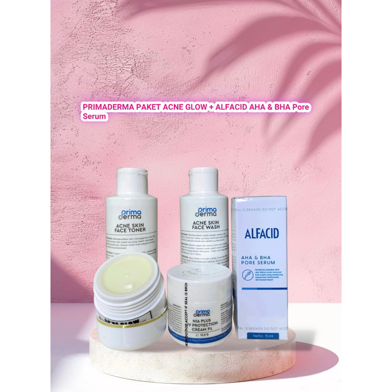PRIMADERMA PAKET ACNE GLOW + ALFACID AHA & BHA Pore serum