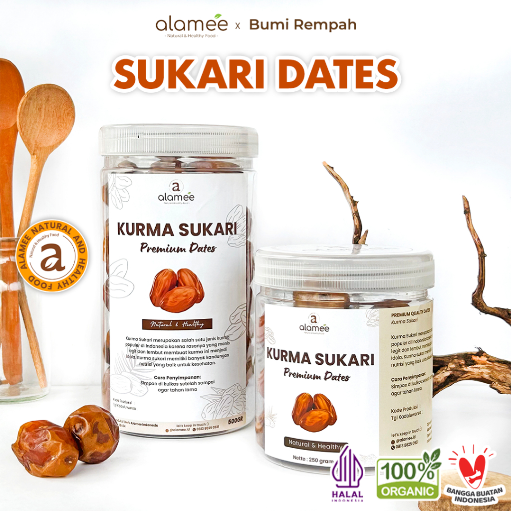 

ALAMEE Kurma Sukari Premium Manis Sukkari Dates Lembut Manis Date Grade A bumi rempah