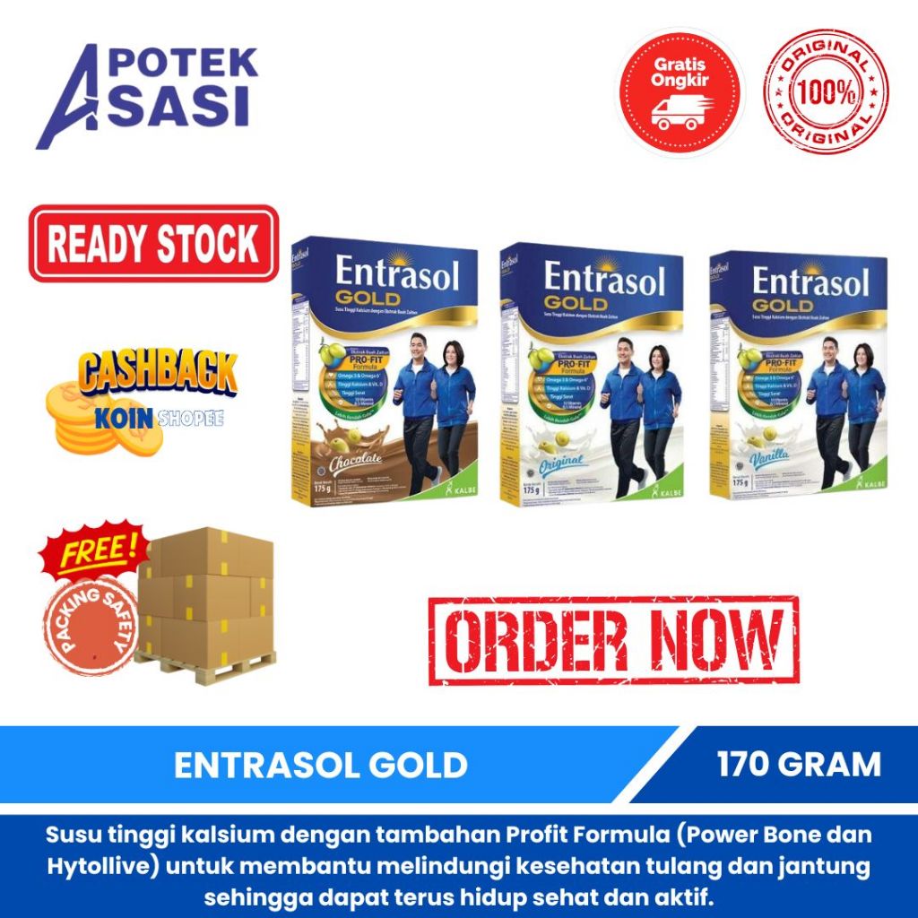 

ENTRASOL GOLD COKLAT | ORIGINAL | VANILA 170 GRAM BOX