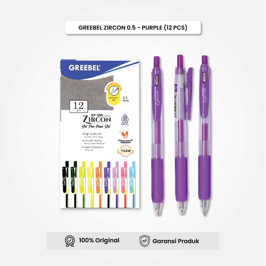

GREEBEL Gel Pen Pulpen Pena GP-509 Zircon Isi (12PCS/SET) Warna Ungu / Pulpen Gel Murah Grosir