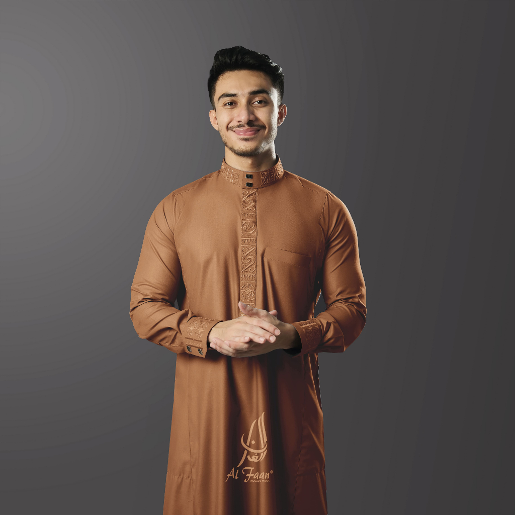 Jubah Pria Gamis Slimfit ALFATA Jubbah Gamis pria Mewah Model Terbaru Al faan jubah jubah mewah bord