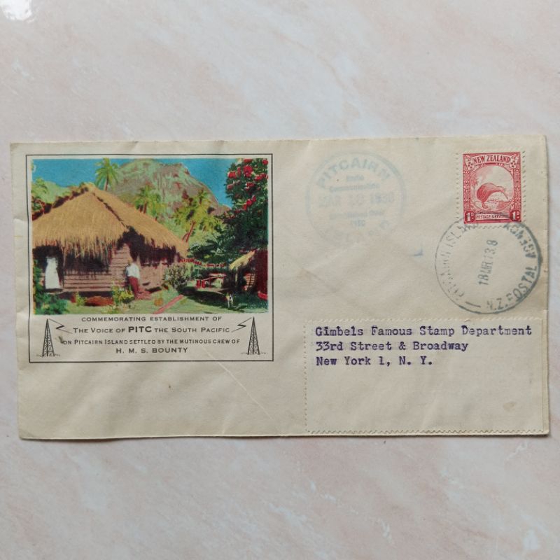 

Koleksi Sampul Kuno Peringatan Filateli Khusus Pitcairn Island HMS Bounty 1938 - YN2392