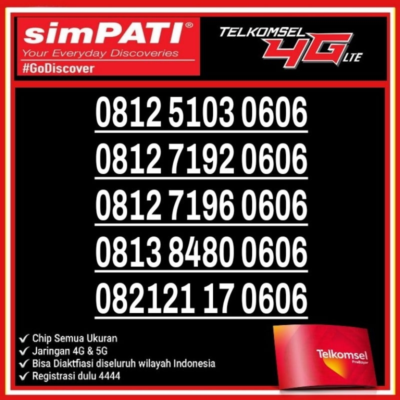 NOMOR CANTIK TELKOMSEL SIMPATI 4G LTE 0606