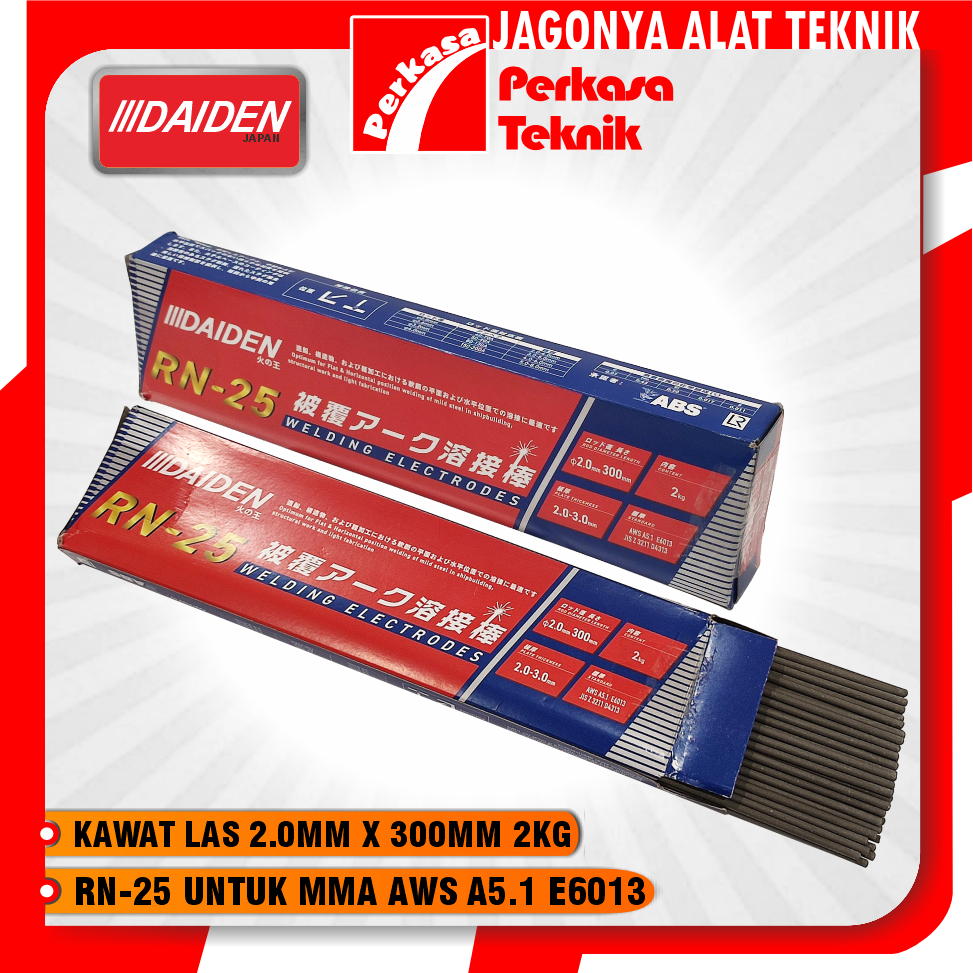 DAIDEN RN-25 Kawat Las 2.0mm x 300mm untuk MMA AWS A5.1 E6013 Welding Electrodes 2 kg