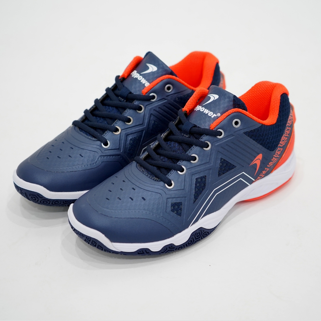 Hot Product Flypower Losari 06 Sepatu Badminton Pria Wanita Navy Hot Orange White Ringan, Anti Slip,