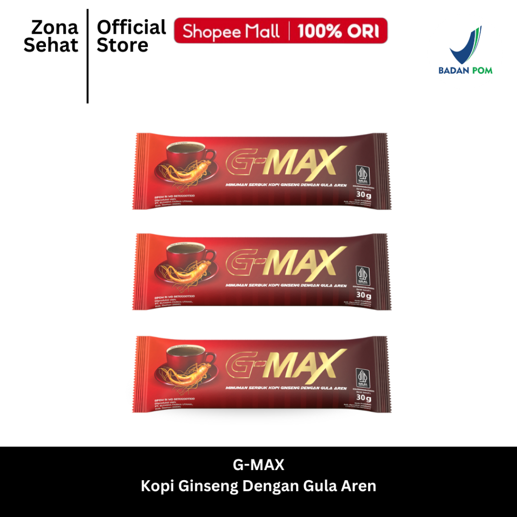 

G-MAX Minuman Serbuk Kopi dengan Gula Aren Halal & BPOM - 3 Saset