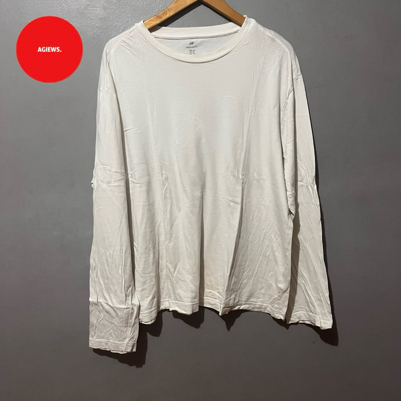 Longsleeve Tshirt Kaos Lengan Panjang H&M Original Putih