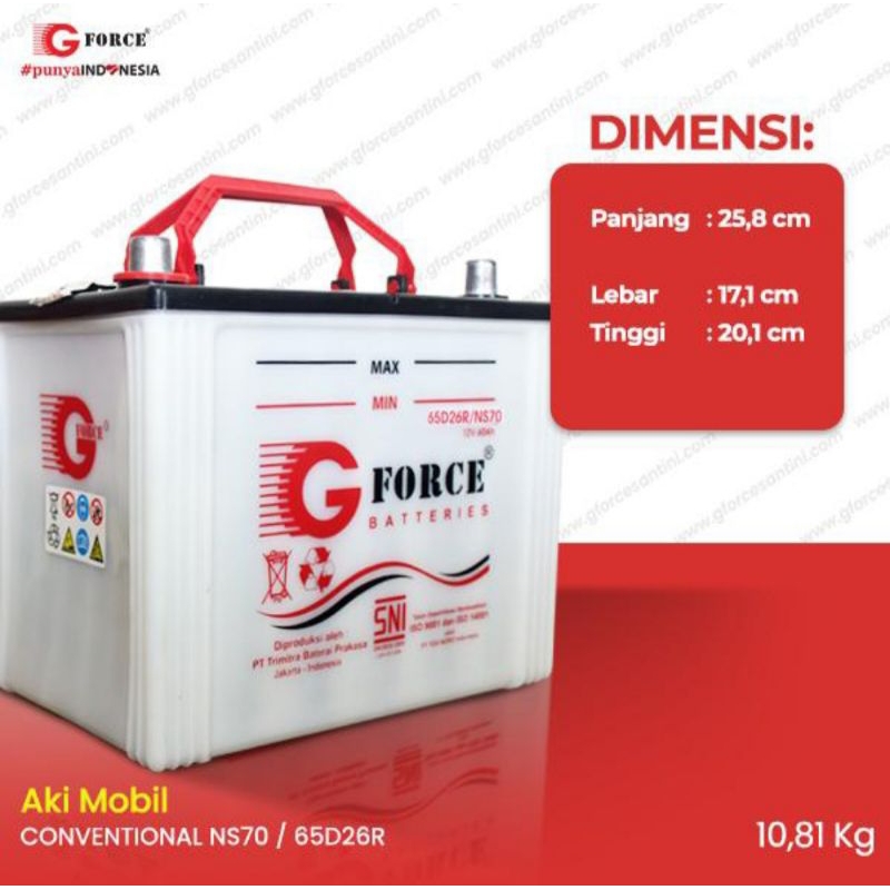 AKI MOBIL G-FORCE NS70/65D26R 65AH 12V