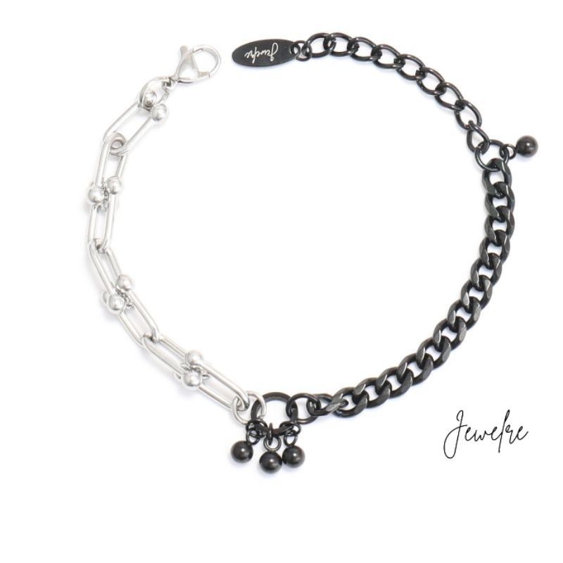 Gelang Wanita Jewelre Rantai Hitam Putih