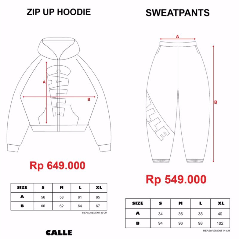 DYA369 CDL "CALLE" DE LARACHE ZIP HOODIE/PANTS/TSHIRT/CROPTOP/GAMIS/JEANS - CALLE DE LARACHE