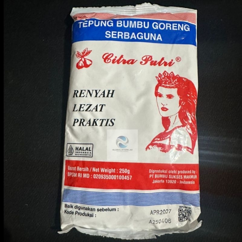 

Tepung Bumbu Goreng Ayam Serbaguna Cap Citra Putri 250 gr