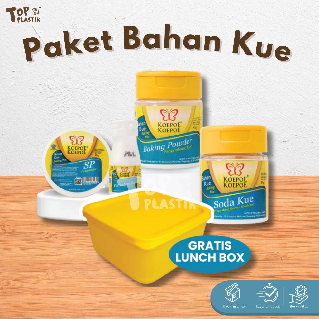 

KOEPOE +FREE LUNCH BOX (Paket Ramadan Selection) BAKING POWDER SODA KUE SP PENGEMULSI VANILLA