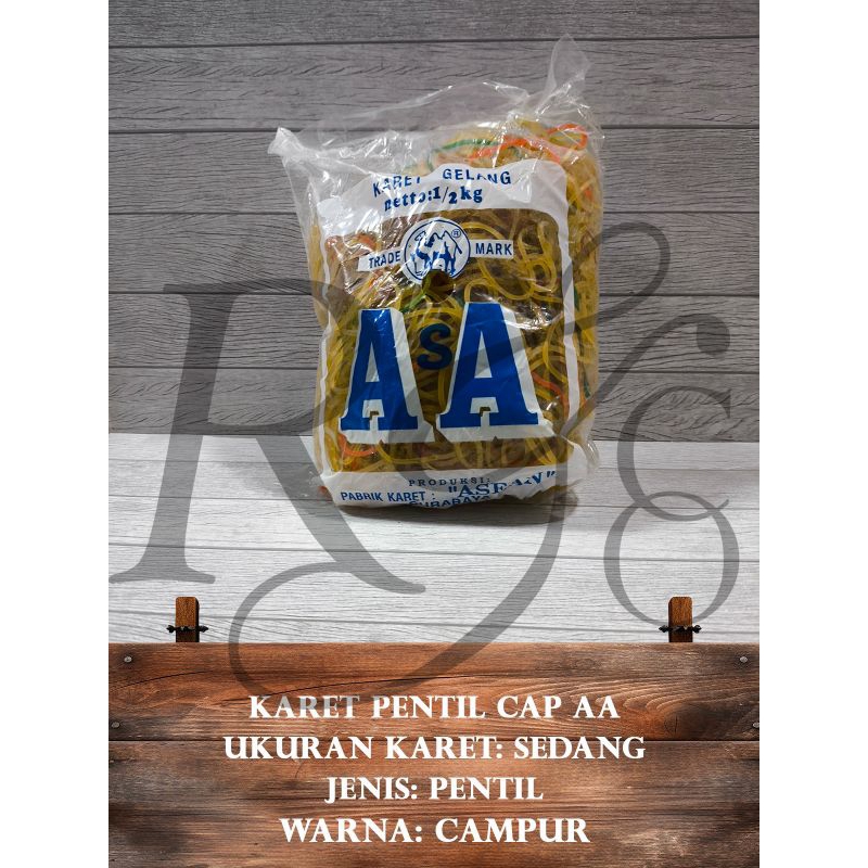 

karet pentil AA ukuran karet sedang warna campur 1/2 kg per bungkus