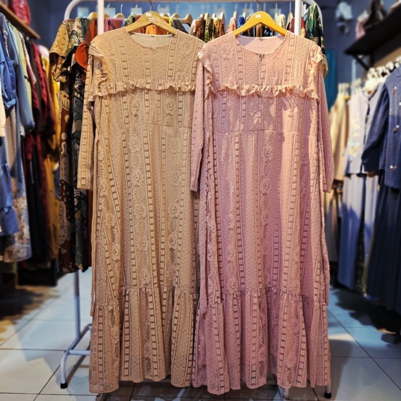 Gamis Malika / gamis brukat malika / gamis brokat kondangan panjang / gamis muslimah panjang  140cm