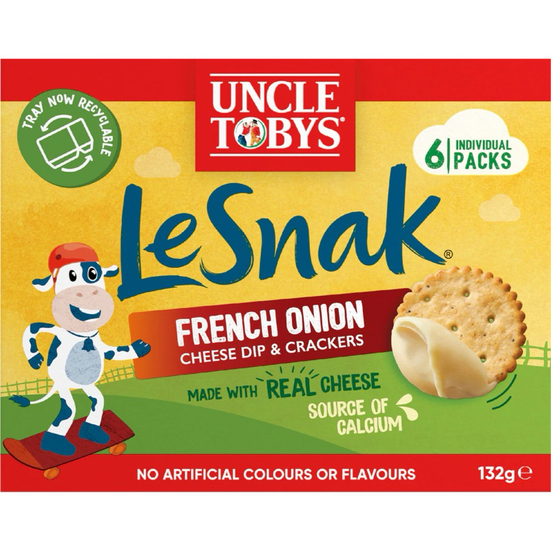 

Uncle Tobys Le Snak French Onion 6 Pack Cheese Dip & Crackers - Australia