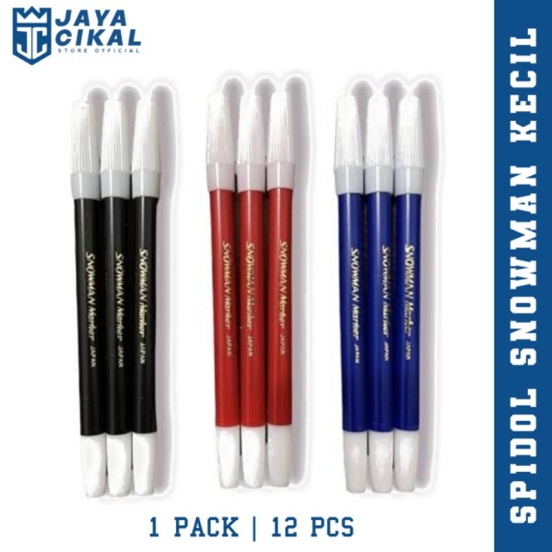 

(1 Lusin) Spidol snowman kecil 12 Pcs - Merah Biru Hitam