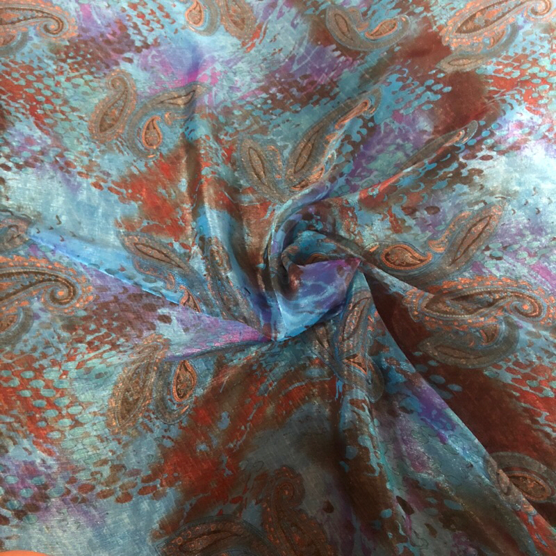 kain sifon sutra motif abstrak - kain sifon sutra motif premium dk