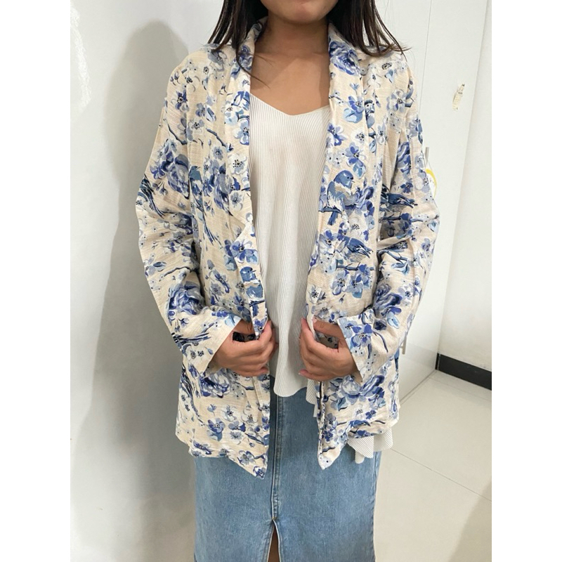 (preloved) atkey blazer - flower blue