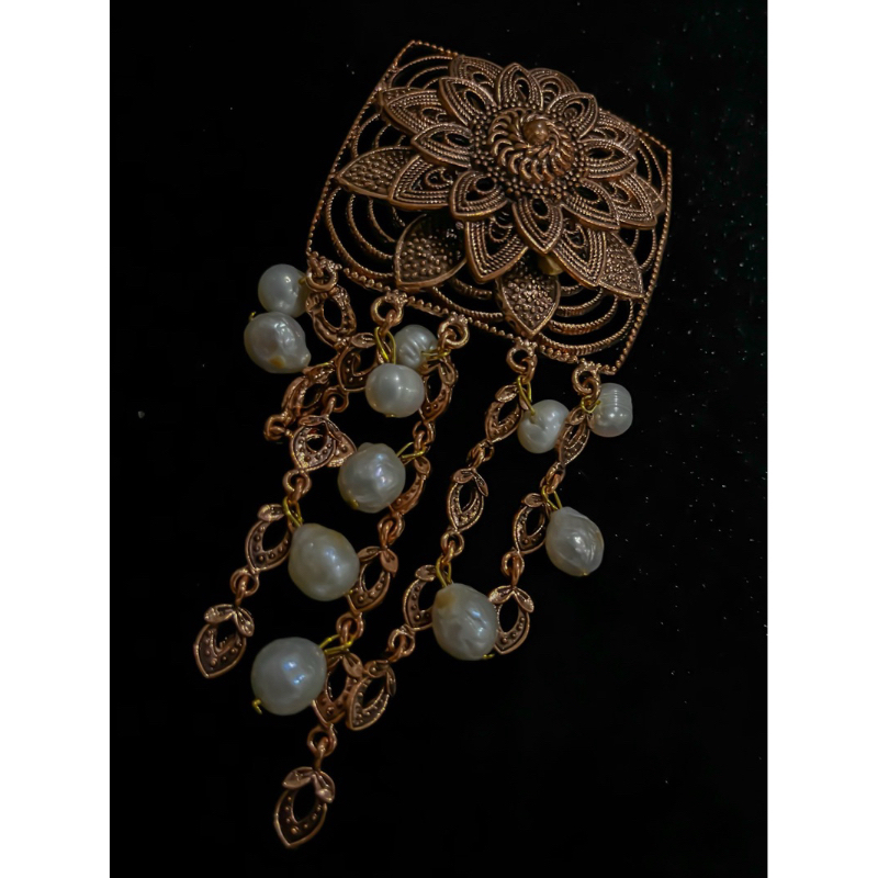 Padmira Medium Brooch - Bros Kebaya | Bros Etnik | Bros Tembaga Lapis Emas