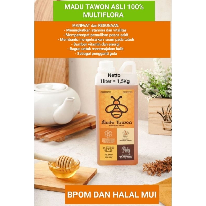 

MADU TAWON MURNI ASLI 1000ML/1,5KG MULTIFLORA
