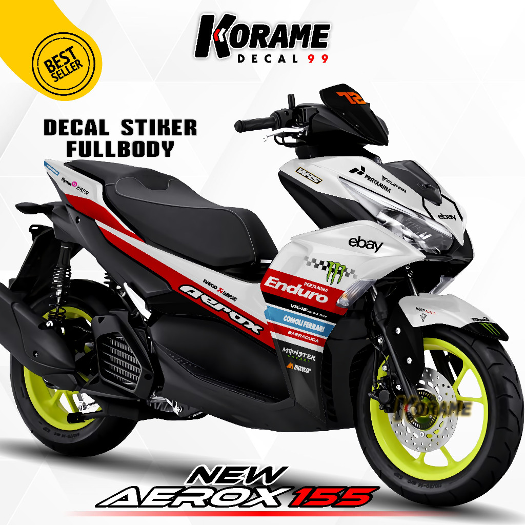 Decal Stiker New Aerox 155 - Motif EBAY Putih Full body