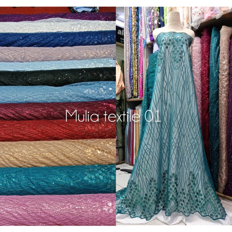 kain/bahan bordir payet/kain kebaya