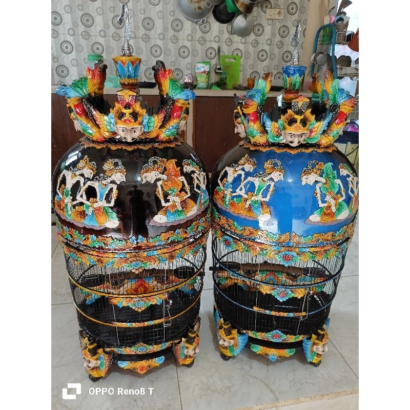 sangkar perkutut motif wayang