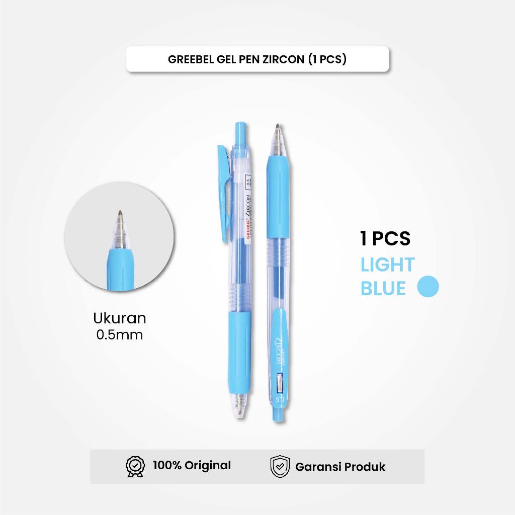 

GREEBEL Gel Pen Pulpen Pena GP-509 Zircon Light Blue 0.5 (1PCS) / Pulpen Gel Murah Grosir